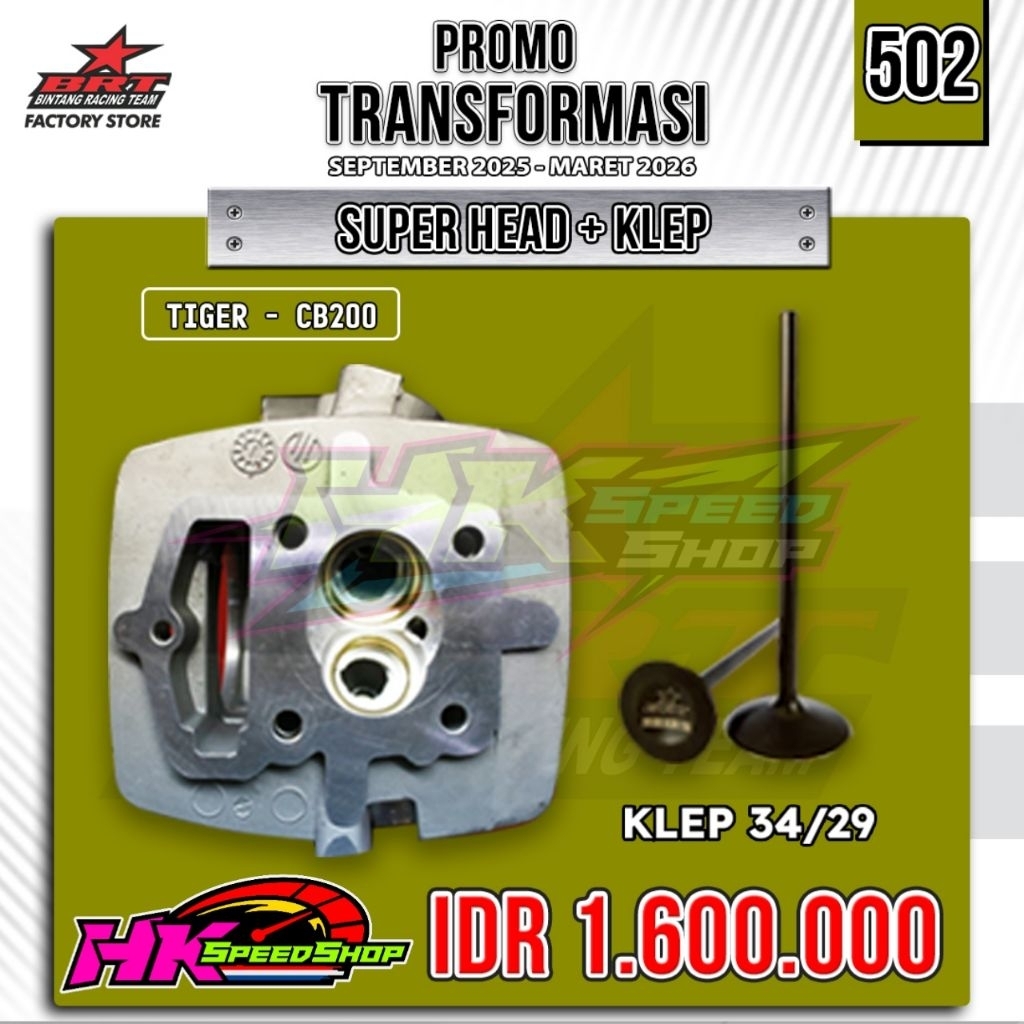 CYLINDER HEAD BRT NICKEL TIGER OLD / TIGER 200 / CB 200 34-29 PORTING CNC NICKEL BRONZE