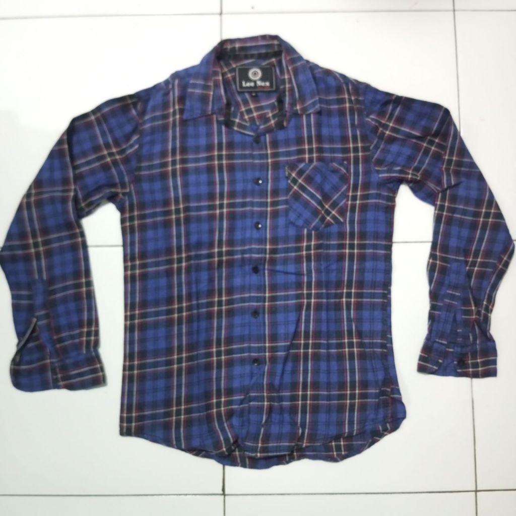 Kemeja Kotak biru hitam Pria