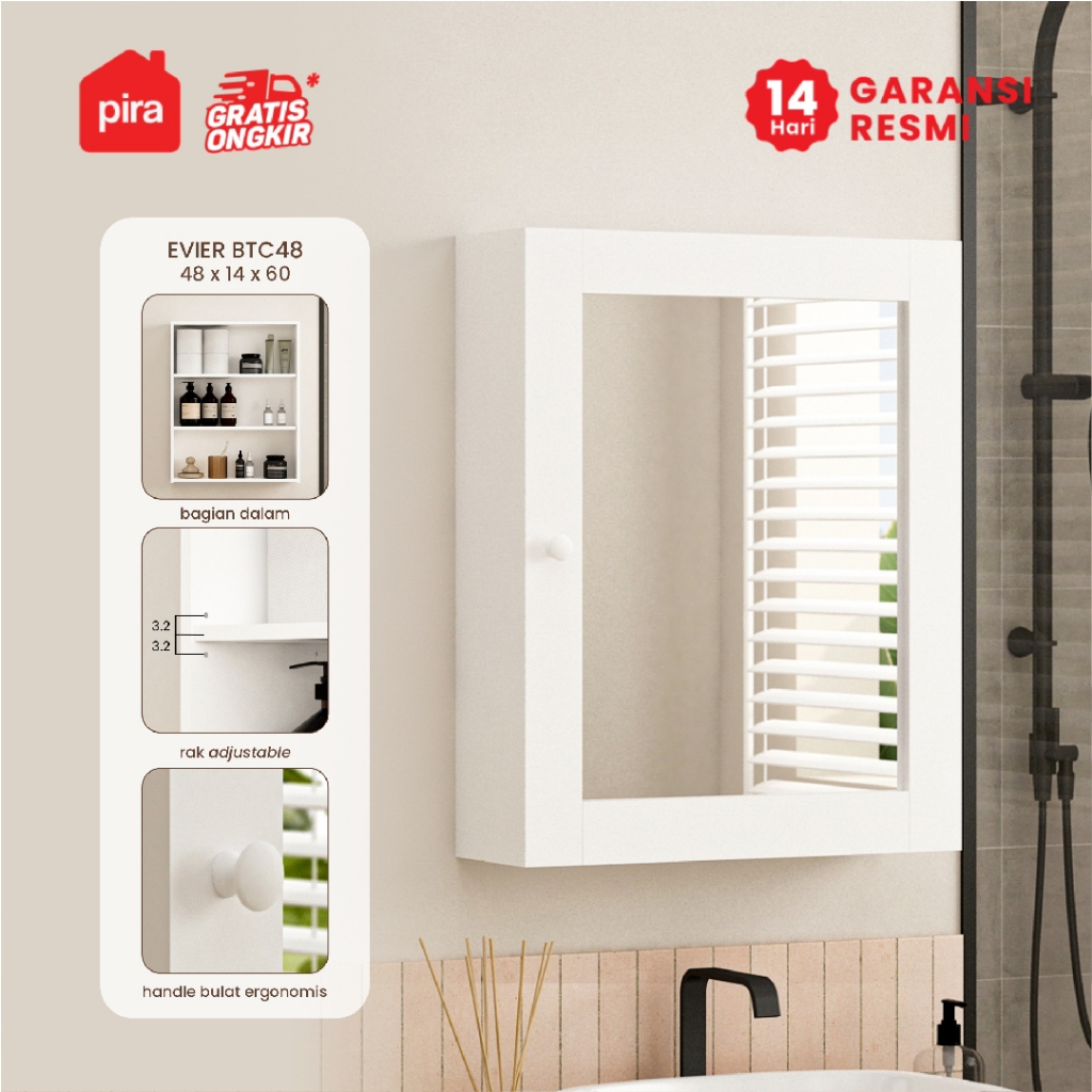 Pira - Evier BTC48 Rak Cermin Wastafel