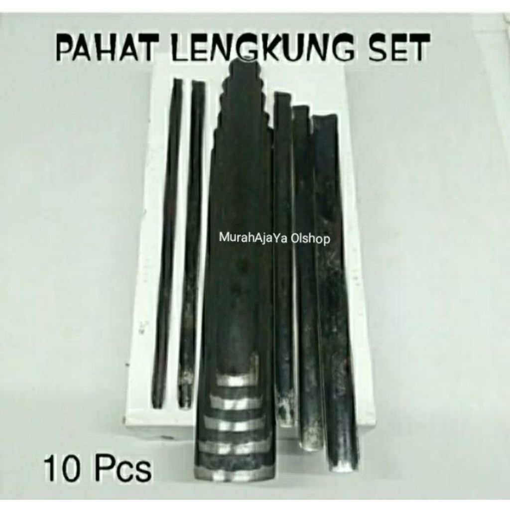 PAHAT UKIR  KOL JEPARA / PAHAT KOL LENGKUNG SET 10  SERI BAHAN BAJA BERKWALITAS & SUDAH DIASAH/SIAP 