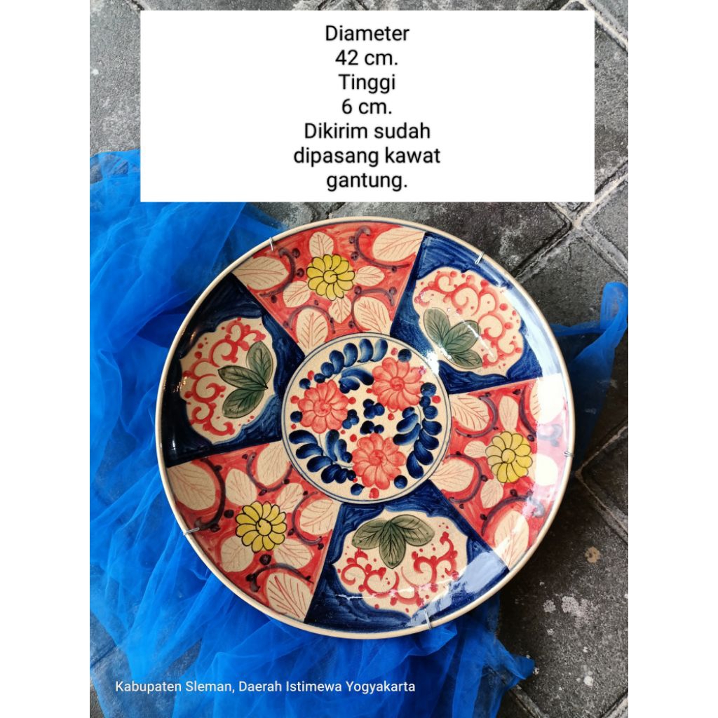 piring keramik lukis motif imari immari gambar bunga warna warni seperti kuno antik untuk dekorasi h