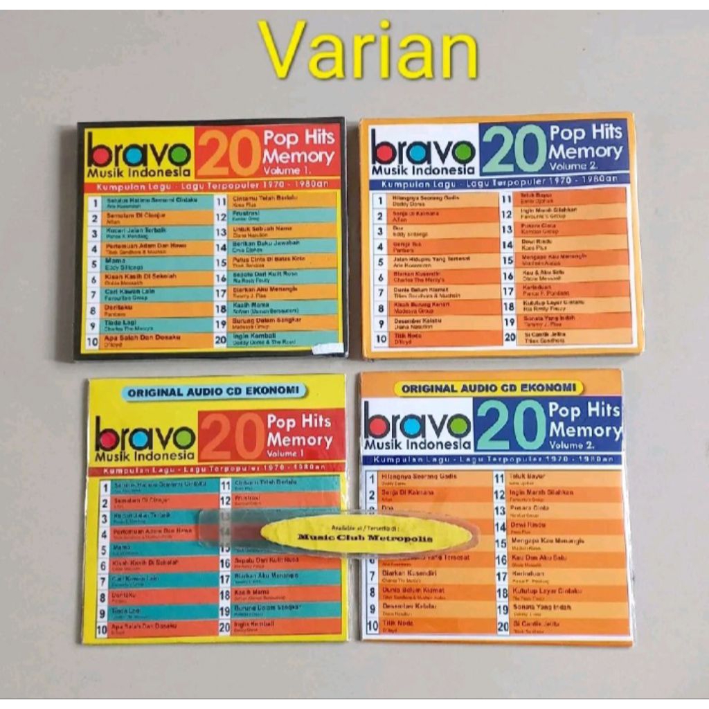 CD V.A - BRAVO 20 POP HITS MEMORY VOL.1 / VOL.2 (REGULER & EKONOMIS) (EDDY SILITONGA, DEDDY DORES, P
