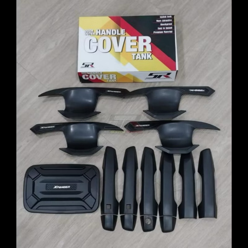 Paket Outer Handle+Tank Cover XPANDER Cover Handle Aksesoris Mobil Hitam Doff Black Gloss