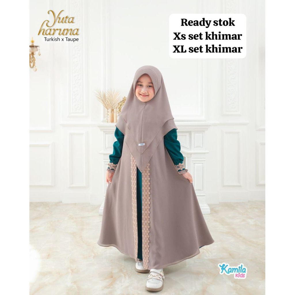 DRESS KIDS SET KHIMAR YUTA HARUNA BY KAMILA KIDS