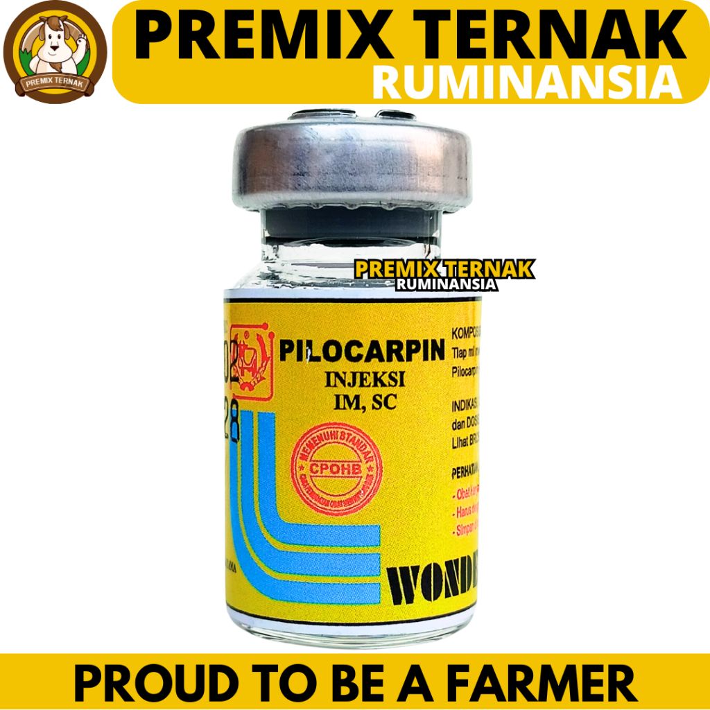 PILOCARPIN INJ 5ML WONDER - Obat Kembung Hewan & Kolik Sapi Kuda Kambing Domba Anjing Kucing