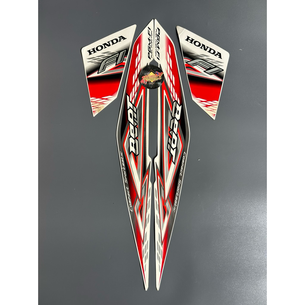 STRIPING BEAT FI 2014 PUTIH KIS MERAH ORIGINAL