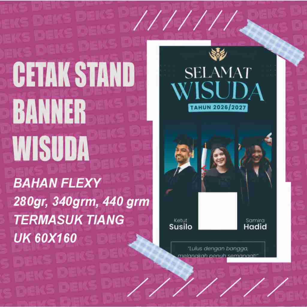 Banner Spanduk - Wisuda dan Sidang Skripsi - sudah termasuk tiang ukuran 60x160