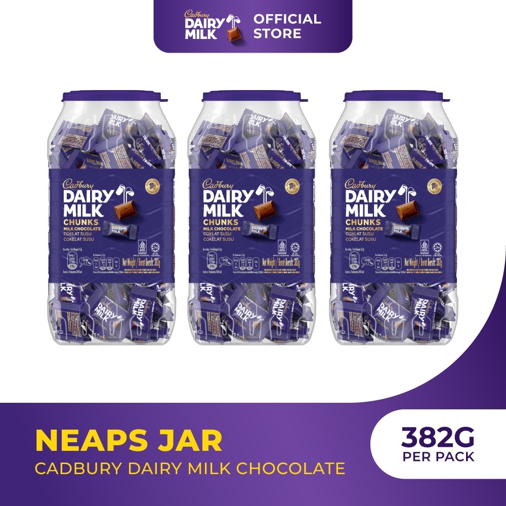 

Cadbury Dairy Milk Cokelat Neaps Jar 382GR X3, Coklat lembut dalam ukuran toples