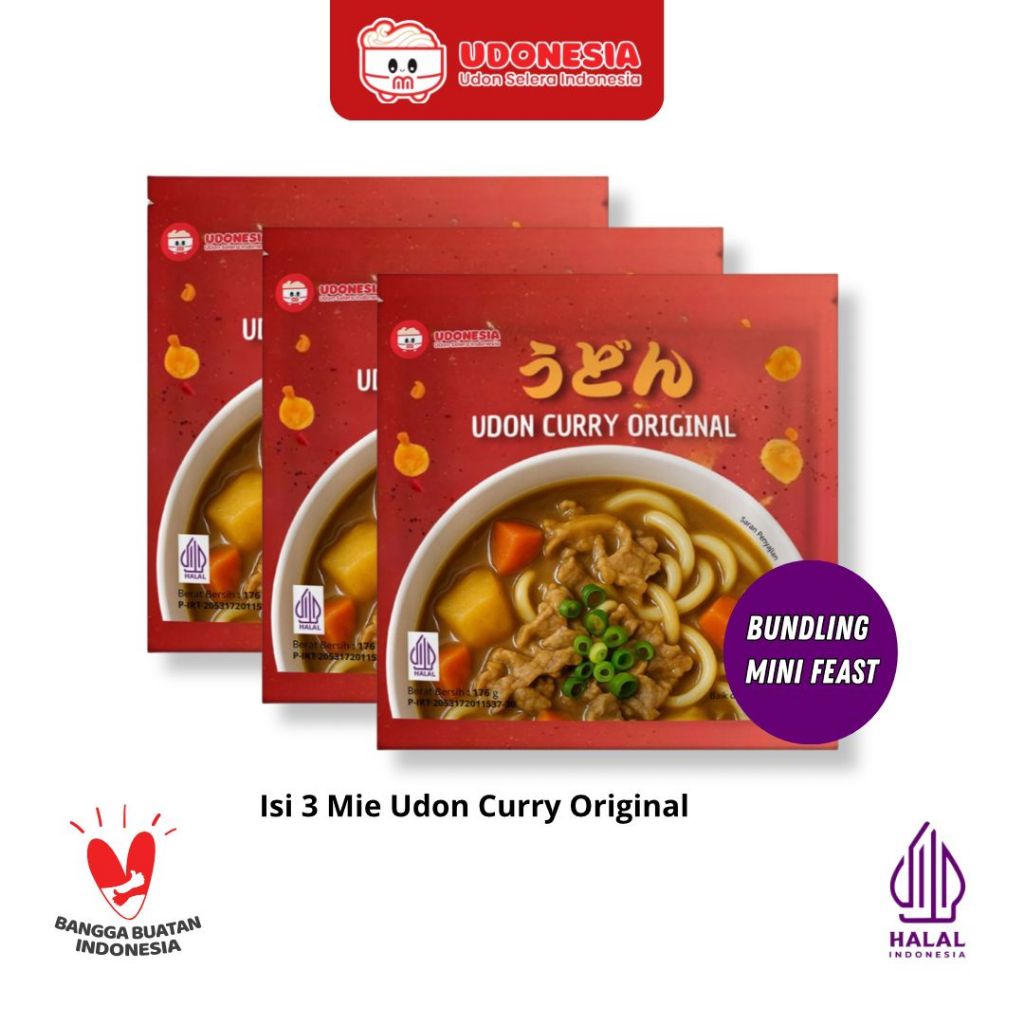 

Udonesia Paket Bundling Isi 3 Pcs Mie Udon Instan Dengan Kuah Curry