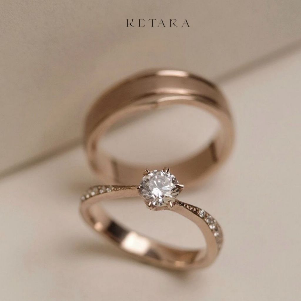 Cincin Kawin Tunangan Cincin Tunangan Cincin Couple Palladium dan Gold