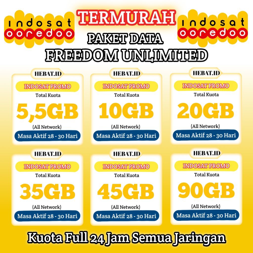 FREEDOM UNLIMITED/PAKET DATA INTERNET INDOSAT/KUOTA INTERNET INDOSAT