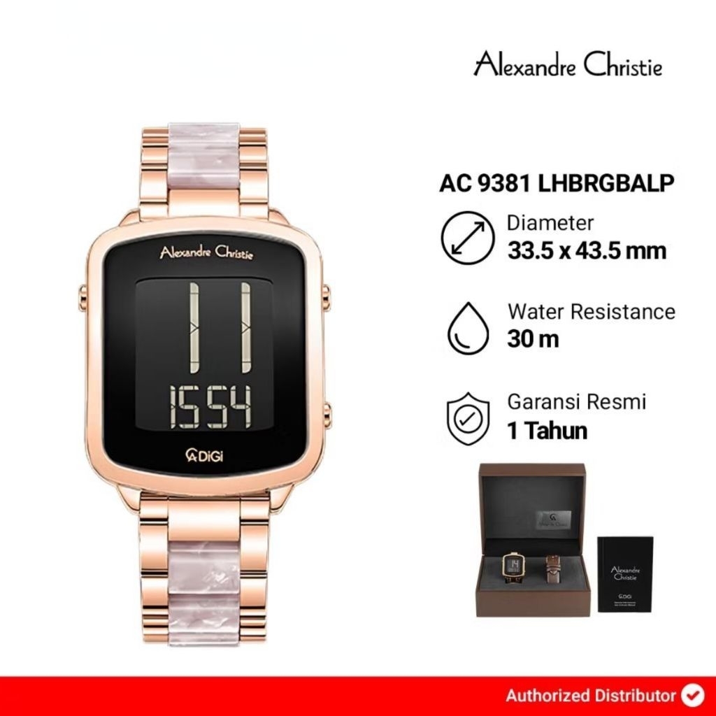 Jam tangan wanita Alexandre christie 9381 original AC digital 9381