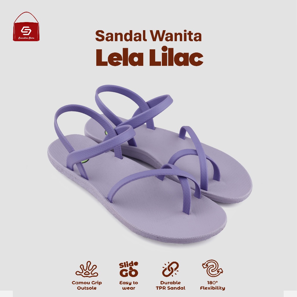 Gofort Sandal Wanita Camou Lela Lilac - Gofort Sandal Kasual Wanita Nyaman dan Cocok Untuk Liburan
