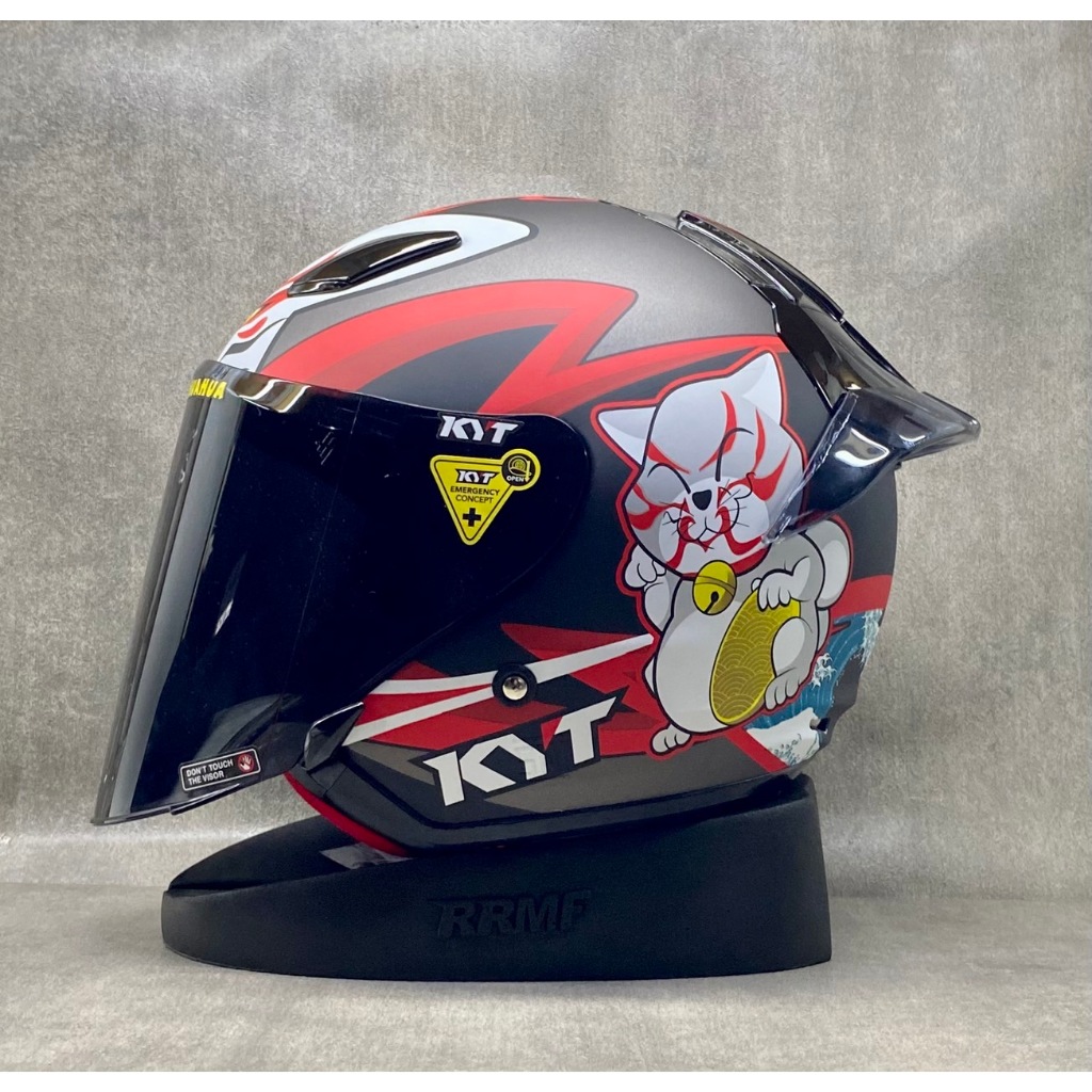 KYT DJ Maru Kabuki Doff || Paket Ganteng Spoiler - Visor Iridium - Helm Half Face