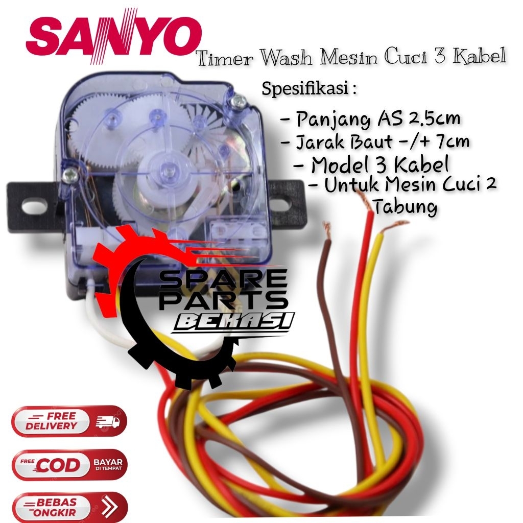 TIMER WASH 3 KABEL MESIN CUCI SANYO 2 TABUNG / TIMER PENCUCI PENGGILING KABEL 3