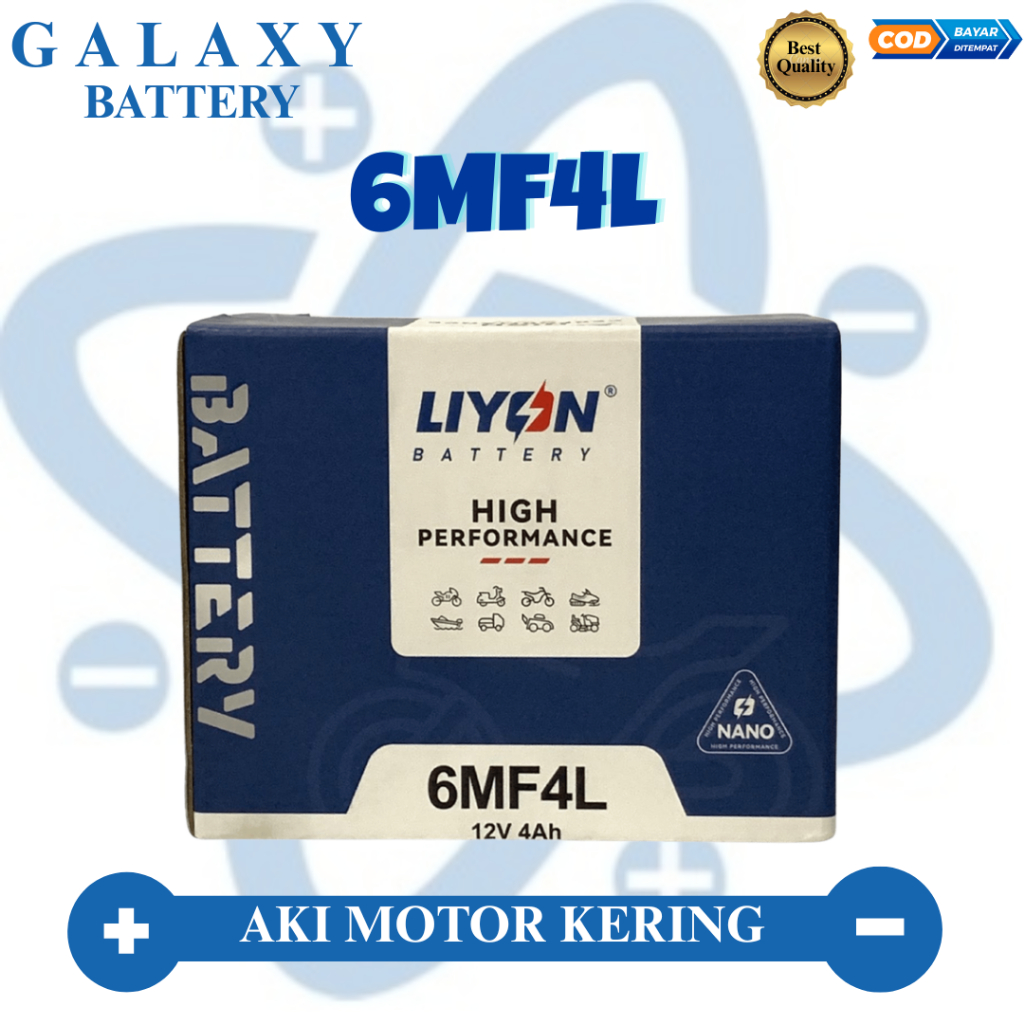 Aki Motor Beat FI Injeksi + Karbu + Street LIYON 6MF4L Accu Kering