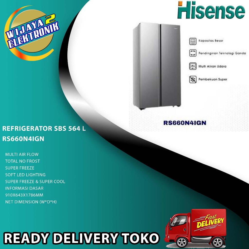 Hisense RS660N4IGN - Kulkas Side by side 564 Liter Hisense Garansi ResmI / Kulkas 2 pintu Hisense