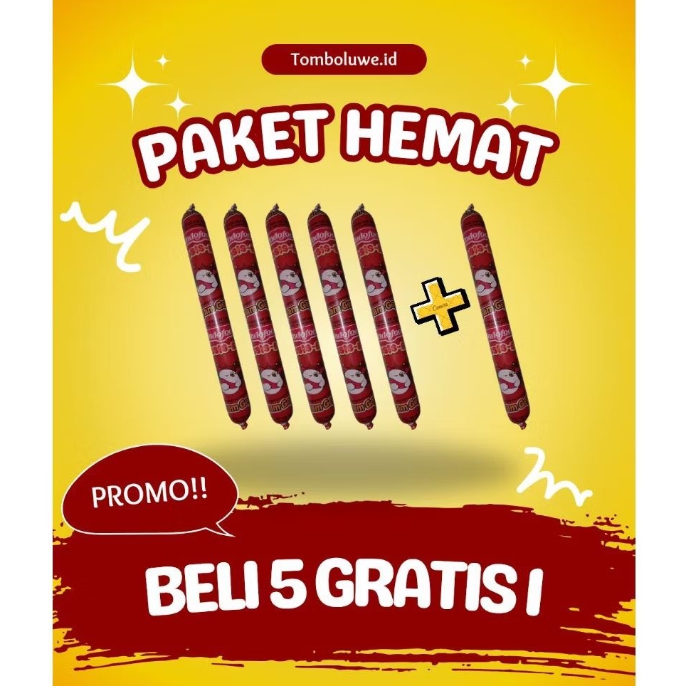 

Paket Hemat!! Sosis Eat indofood Rasa Ayam Geprek 5 pcs Free 1 pcs 40gr Lebih Besar Pedas Mantap!