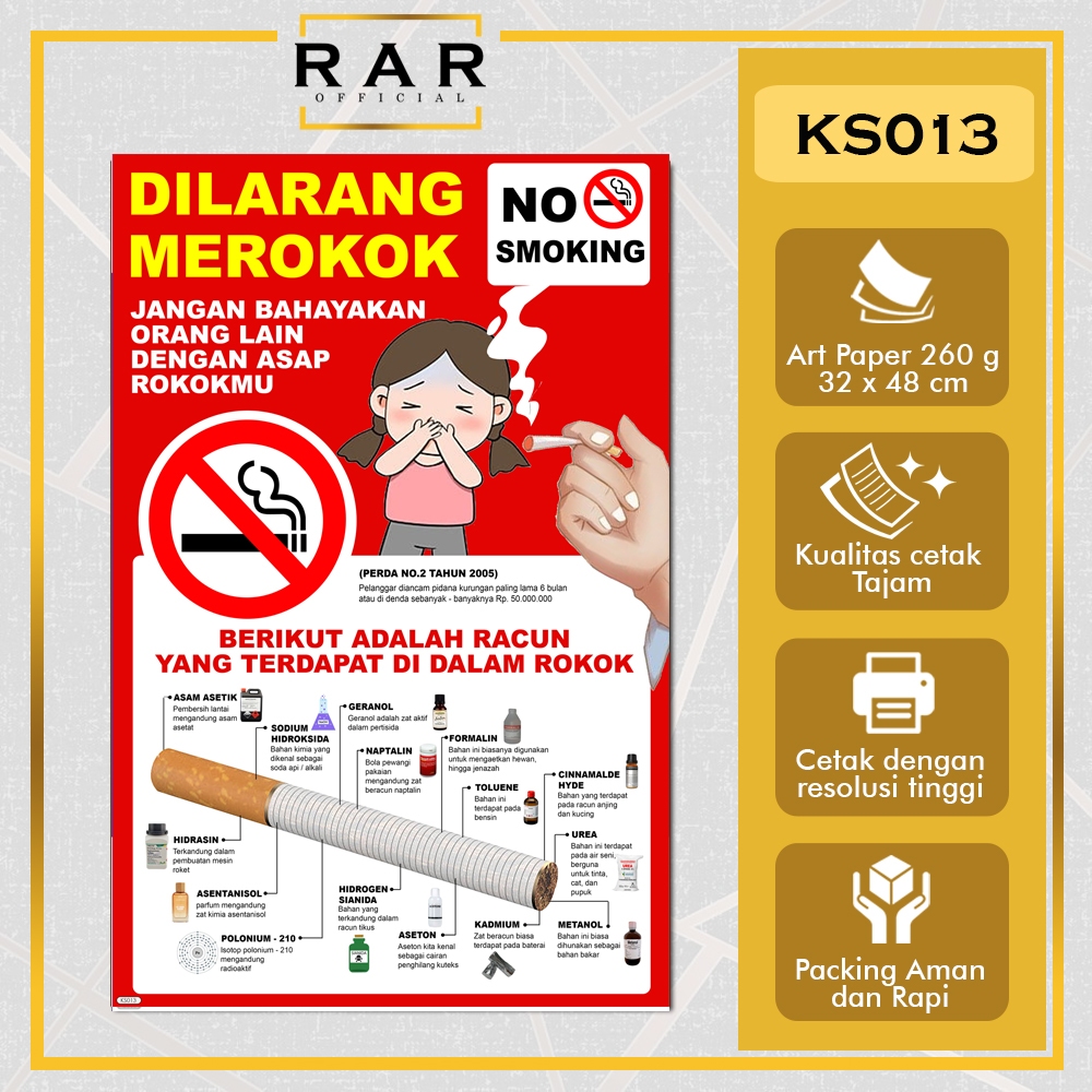 KS013 poster dilarang merokok - poster estetik - poster kesehatan