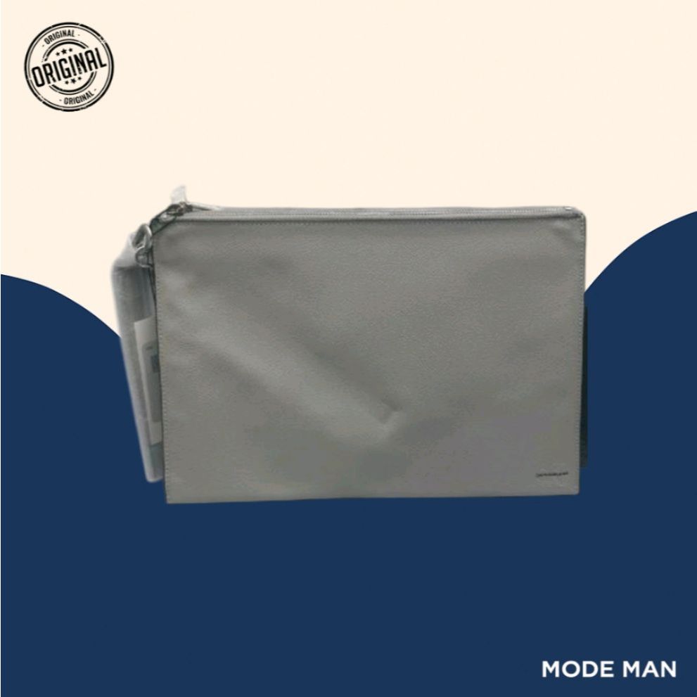 Calvin Klein Leather Wrist Bag – Dompet Tangan Kulit, Klutch Pria Wanita, Tas Mini Kasual Stylish – 