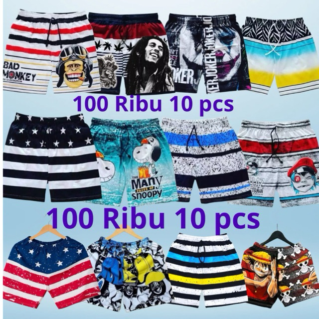 Boxer Pria Wanita 100 Ribu Dapat  10 Pcs 50 Ribu Dapat 5 Pcs Motif Acak Bahan Adem Nyaman