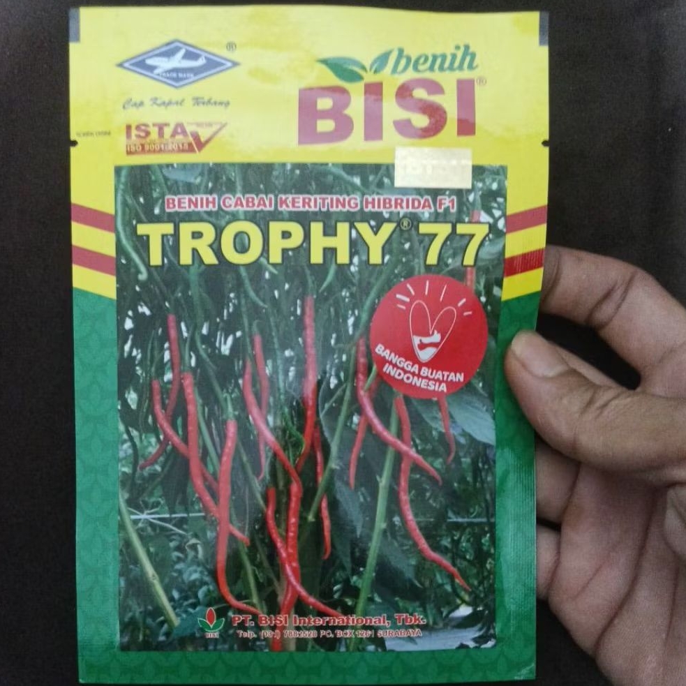 BIBIT BENIH CABE MERAH KERITING TAHAN VITUS TROPHY 77 F1 ISI 10 GRAM CAP KAPAL TERBANG BISI Setara I