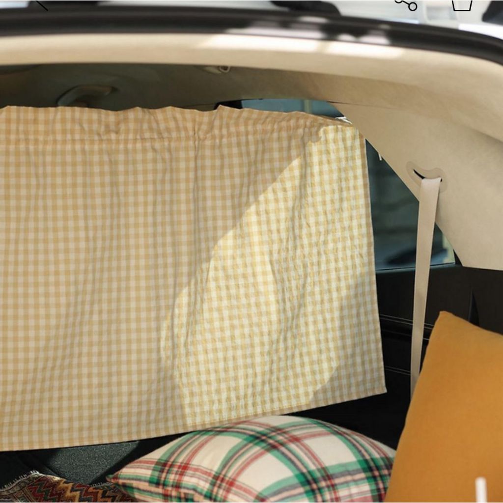 Gorden Portable Jendela Mobil Tirai Kaca Mobil Pelindung Panas Dan Silau Motif Kotak Kotak