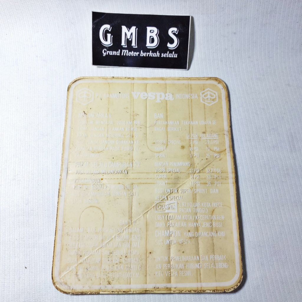 Stiker Running In Original Nos PT Danmotors Vespa Special 90 Super Sprint