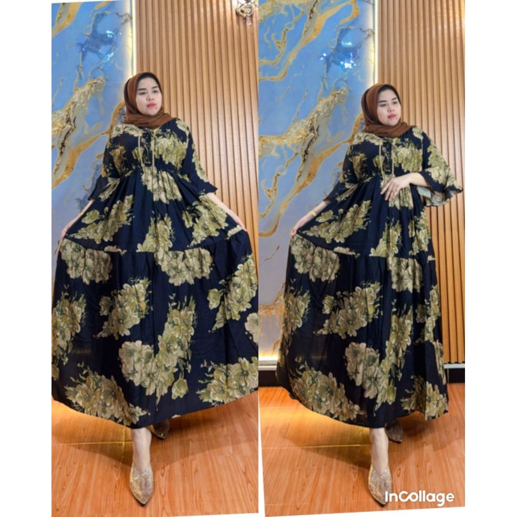 Gamis Bunga Tangan terompet terbaru