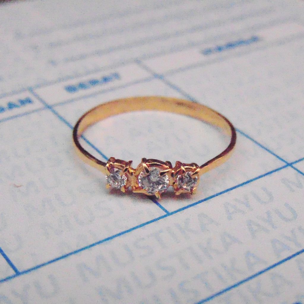 Cincin Wanita Perak Asli 925 Model Permata 3 Lapis Emas 24k/Cincin Wanita Dewasa