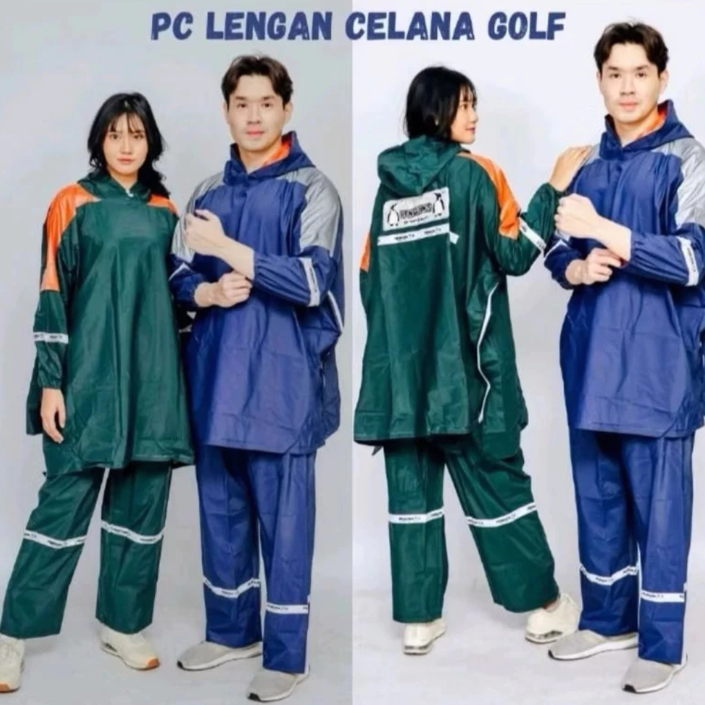 MANTEL JAS HUJAN PENGUIN SETELAN PONCO LENGAN CELANA KOMBINASI GOLF