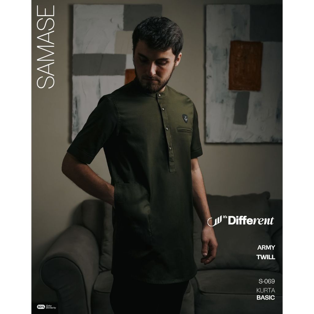 SAMASE Kurta Basic S069 Baju Koko Muslim Pria Dewasa Samase Clothes Original Terabru Lengan Pendek