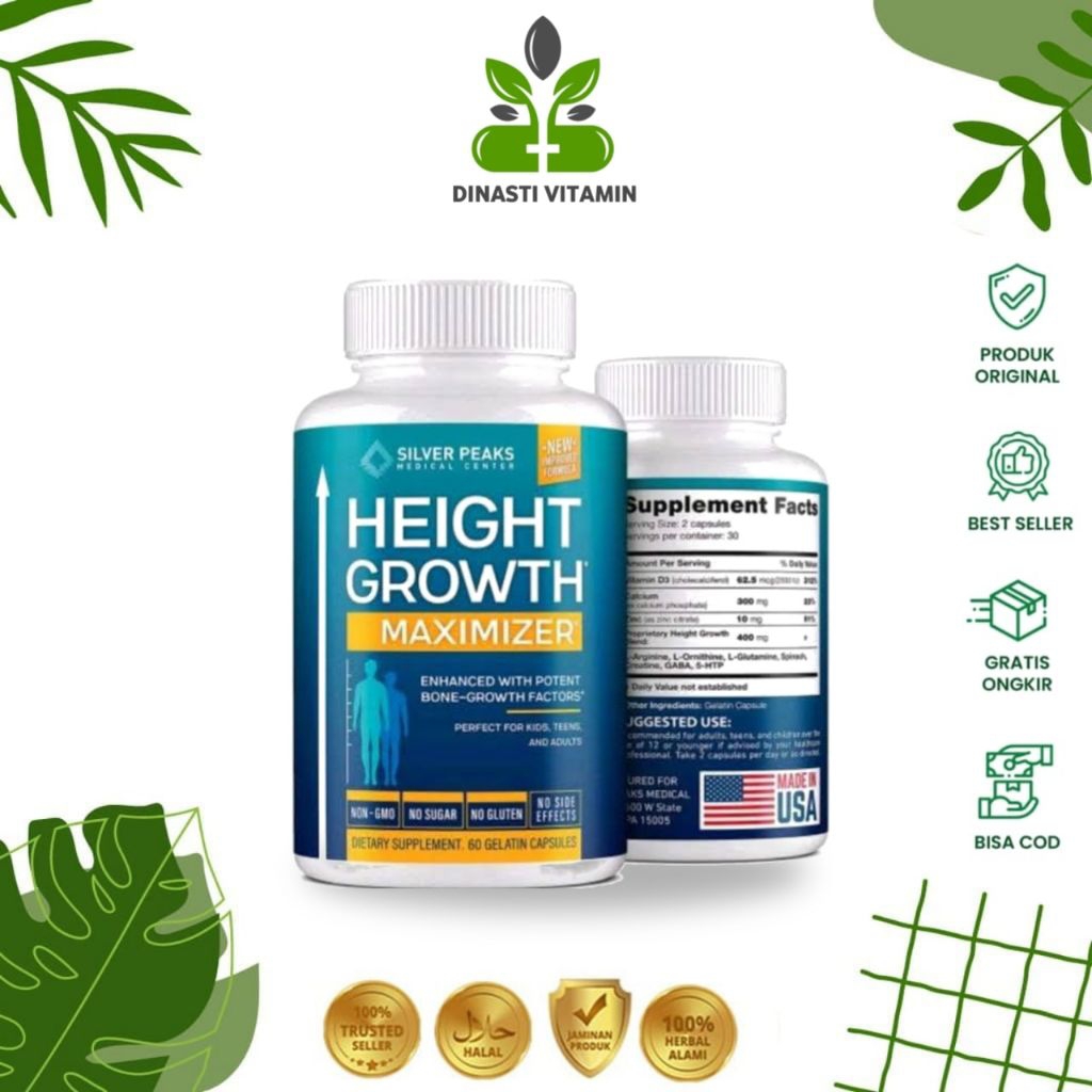 HEIGHT GROWTH MAXIMIZER Asli Obat Peninggi Badan Super Grow Up Suplemen Herbal Original