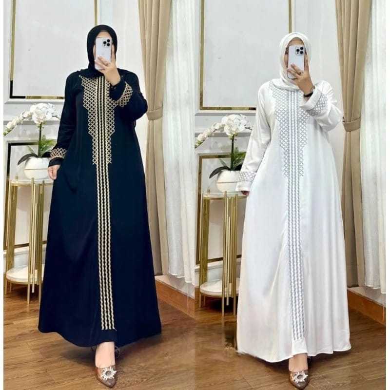 Gamis Putih Wanita Kekinian Mewah Amelia Dress Gamis Putih Bordir Bunga Gamis Pesta Mewah Elegan Gam
