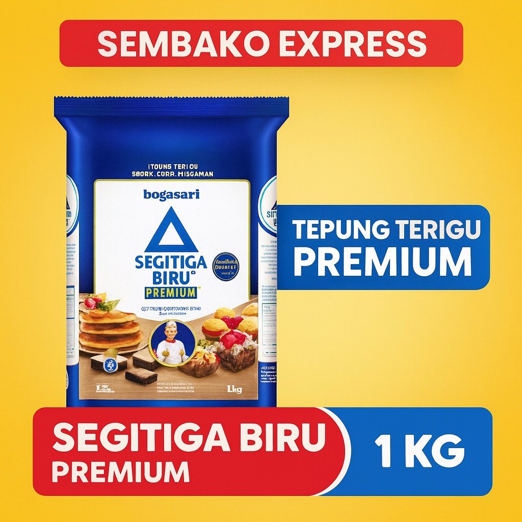 

Bogasari Segitiga Biru Premium 1kg – Tepung Serbaguna Premium untuk Kue, Gorengan & Aneka Masakan | Sembako Express