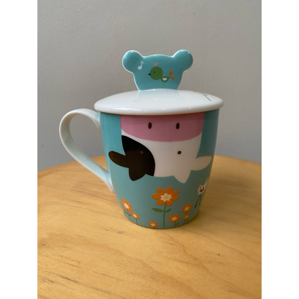 Mug ceramic animal fun blue St James berikut tutup gelas ceramic