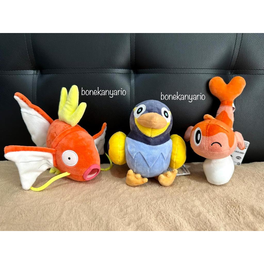 Boneka Pokemon Magikarp Wattrel Tatsugiri Curly Soft Plush Original Banpresto Bandai Jepang Pikachu