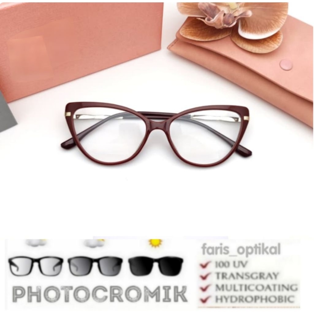 NEW KACAMATA CAT EYE ROSE MM 6610 BISA REQUEST MINUS PHOTOCROMIK ANTIRADIASI BLUERAY