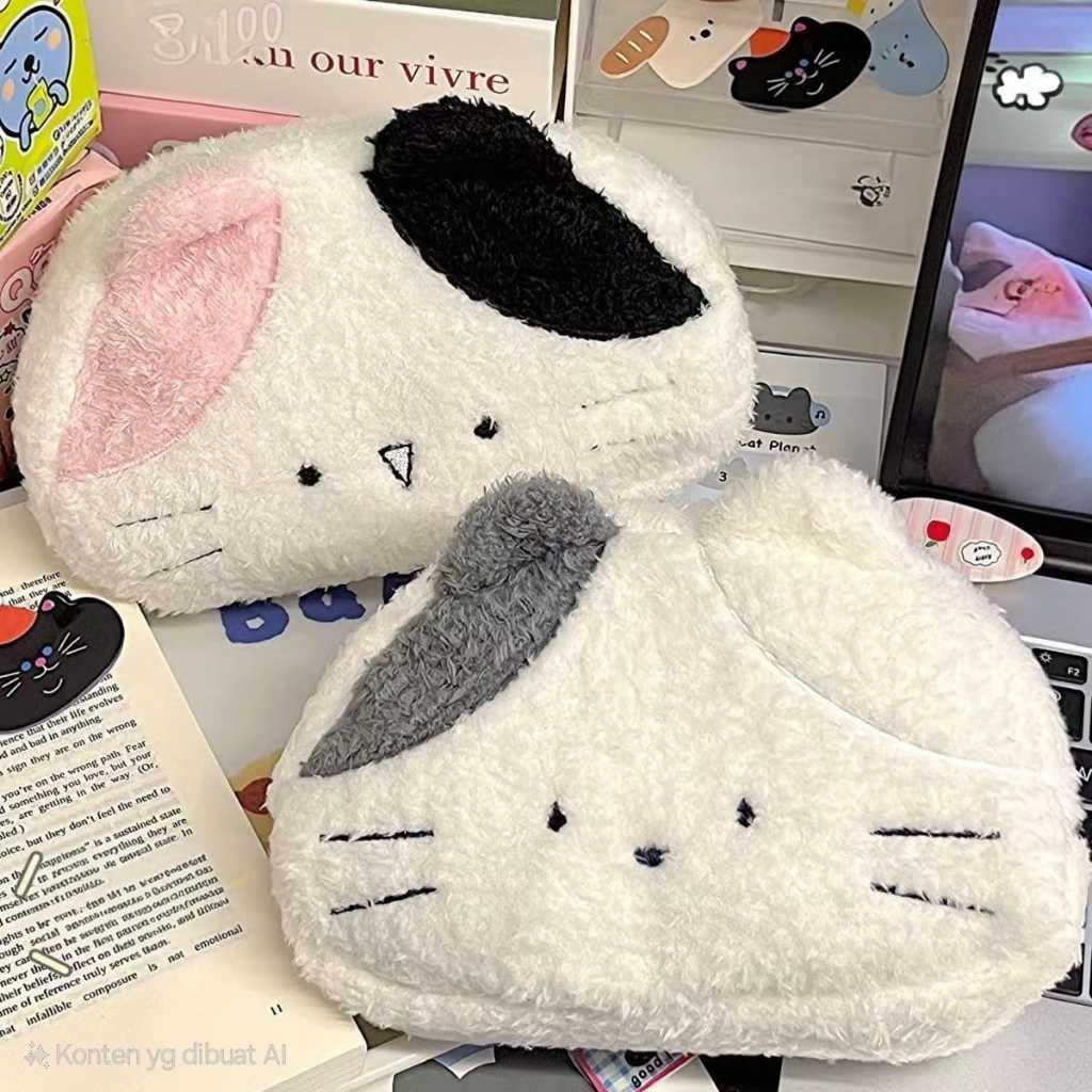 

Tempat Pensil Cute Plush Cat With Ears Kotak Pensil Lucu Karakter Kucing Bulu Lembut
