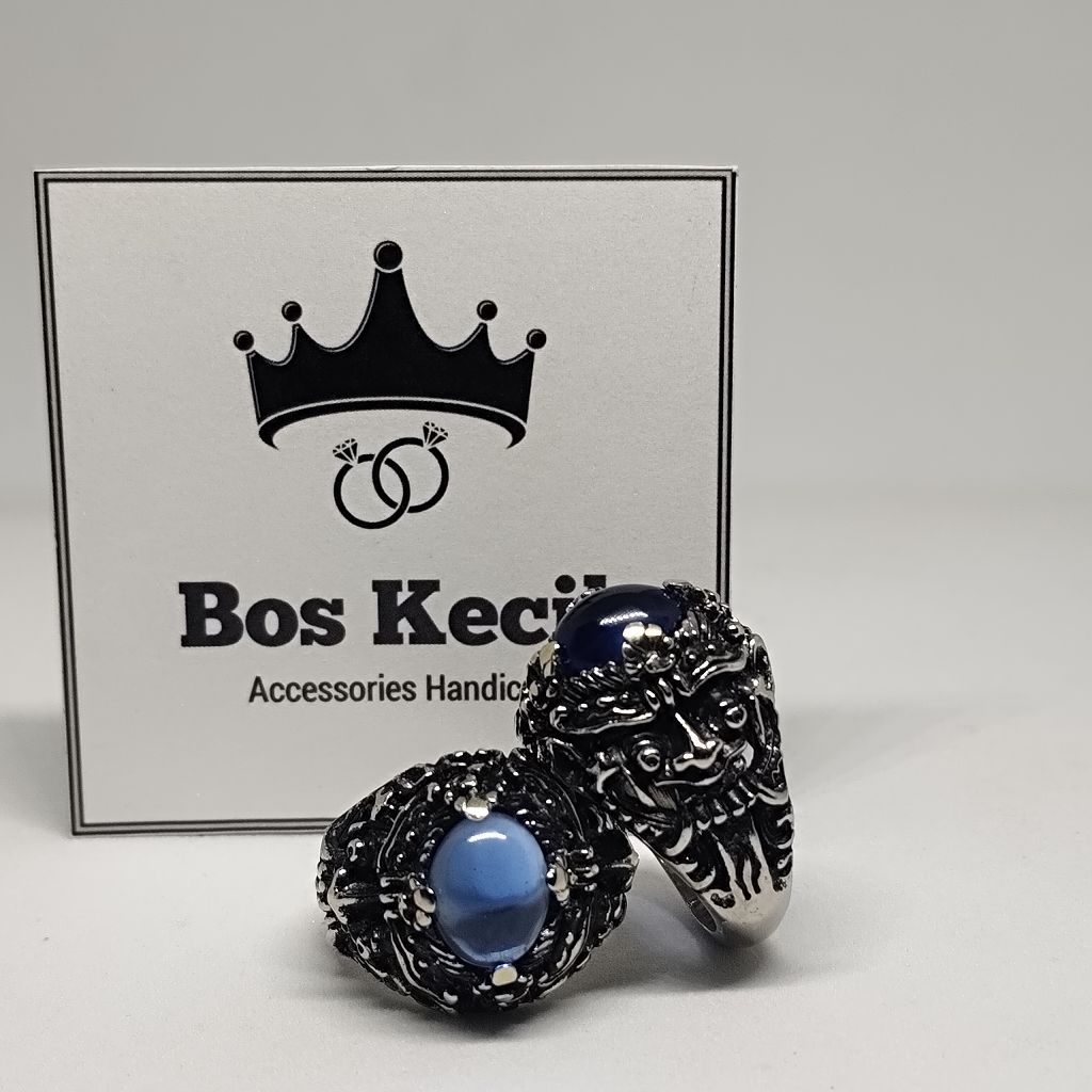 cincin akik king safir model barong bali / cincin akik king safir modek barongbali aski murah meriah