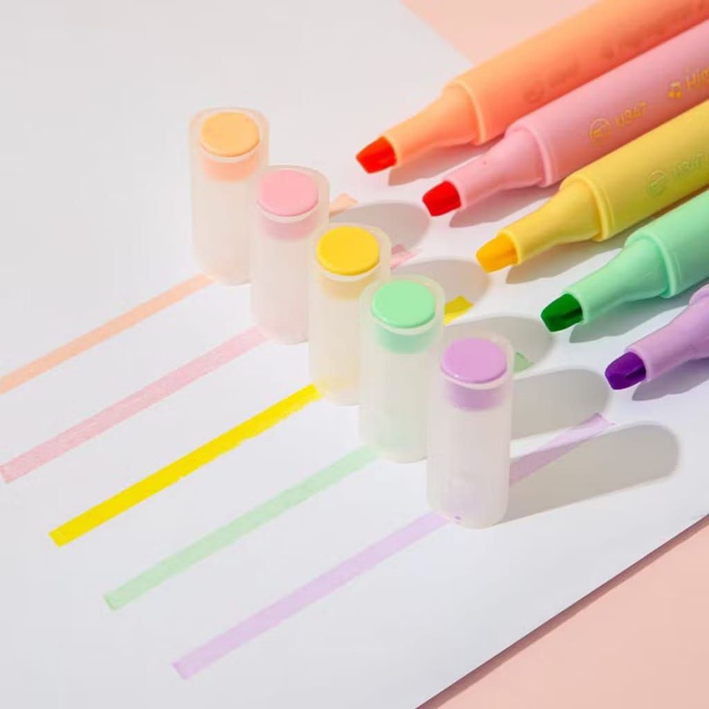 

Deli Highlighter set 6 color - Stabilo merk Deli 1 set 6 warna U347