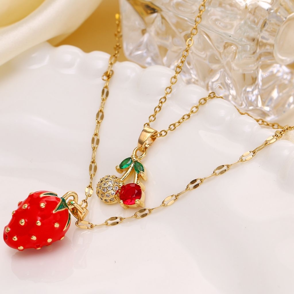 KALUNG RANTAI WANITA PRIA TITANIUM BUAH ANTI KARAT