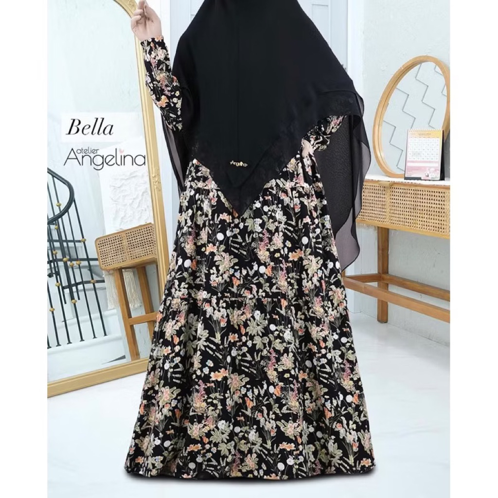 [SIAP KIRIM] BELLA DRESS WILDFLOWER BLACK SIZE S BY ATELIER ANGELINA
