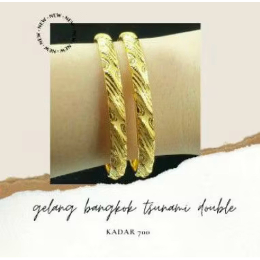 Gelang emas asli kadar 700 model bangkok bertekstur terbaru mewah #9718