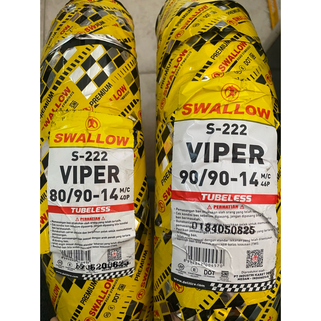 BAN LUAR MOTOR SWALLOW VIPER | UKURAN 80/90, 90/80 RING 14