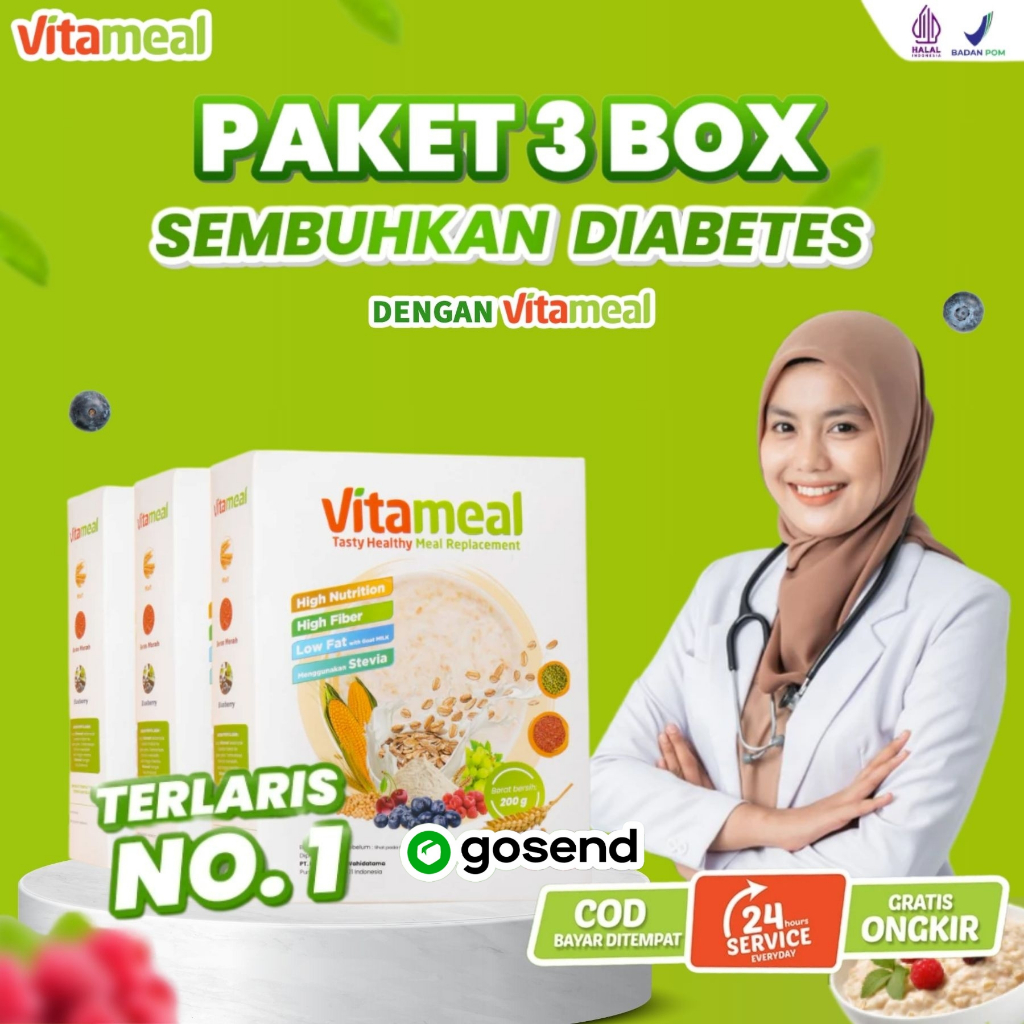 

VITAMEAL Paket Hemat 3 Box - Sereal Multigrain Pengganti Nasi Bantu Cegah Diabetes Turunkan Kolesterol dan Gula Darah Secara Alami
