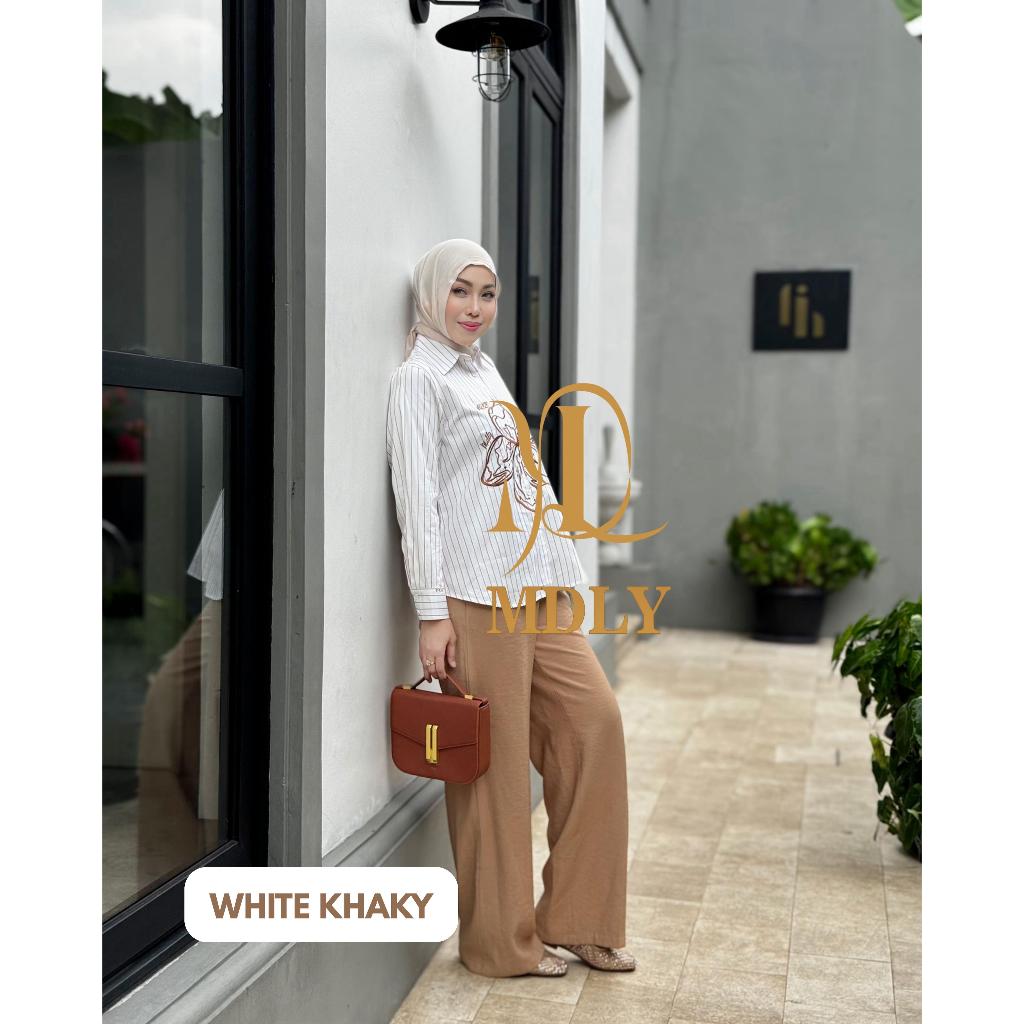 Fleur Embroidery Stripes Set - Fashion Muslim Terbaru Baju Setelan Wanita One Set Mdly Gold Daily Se
