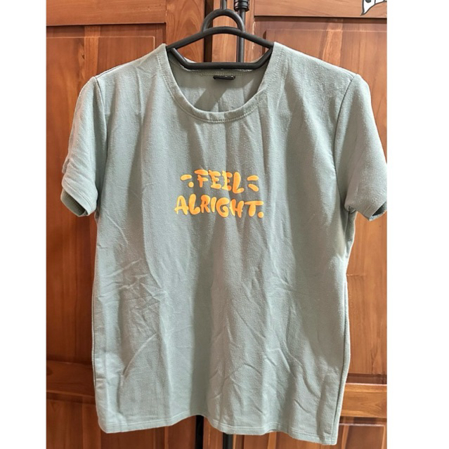 Kaos Wanita Lengan Pendek Hijau Sage