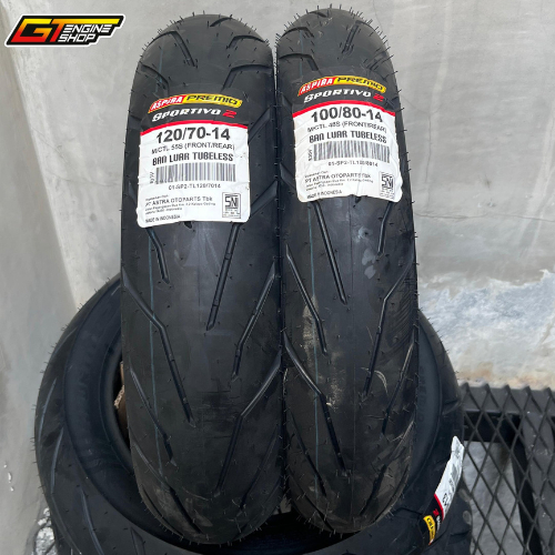 PAKETAN BAN MATIC DEPAN BELAKANG VARIO 150 VARIO 160 PCX 150 ASPIRA PREMIO SPORTIVO 2 UKURAN 100/80-