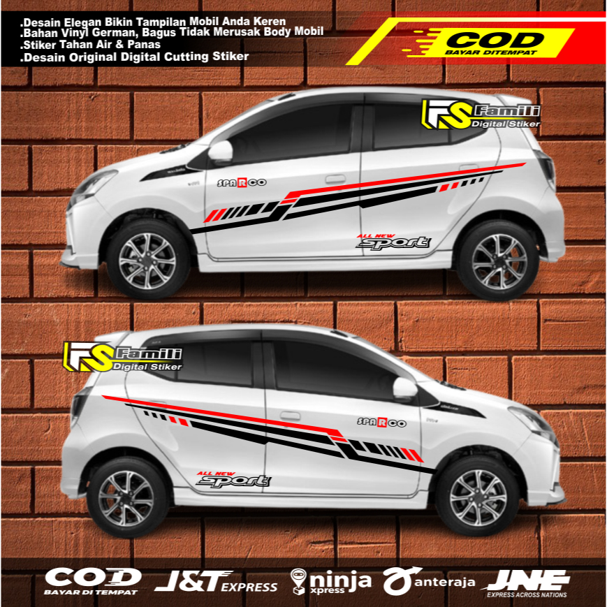 NEW Sticker stiker mobil ayla striping sticker mobil daihatsu ayla brio march agya sirion custom tex